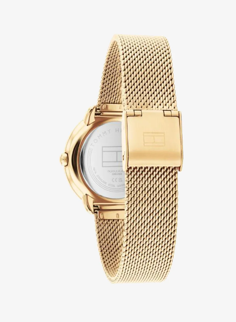 TOMMY HILFIGER 3-Hand Womens Quartz Movement Watch With Gold-Tone Stainless Steel Mesh Bracelet - 1782699