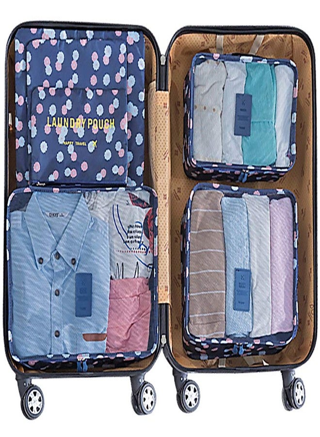 Mossio Luggage Organizer,Mossio 7 Set Compression Pouches for Suitcase Backpacking Camping Cruise Navy Daisy - Image 3