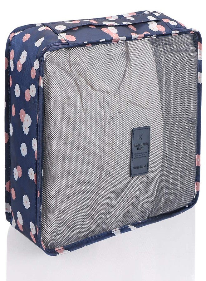 Mossio Luggage Organizer,Mossio 7 Set Compression Pouches for Suitcase Backpacking Camping Cruise Navy Daisy - Image 5