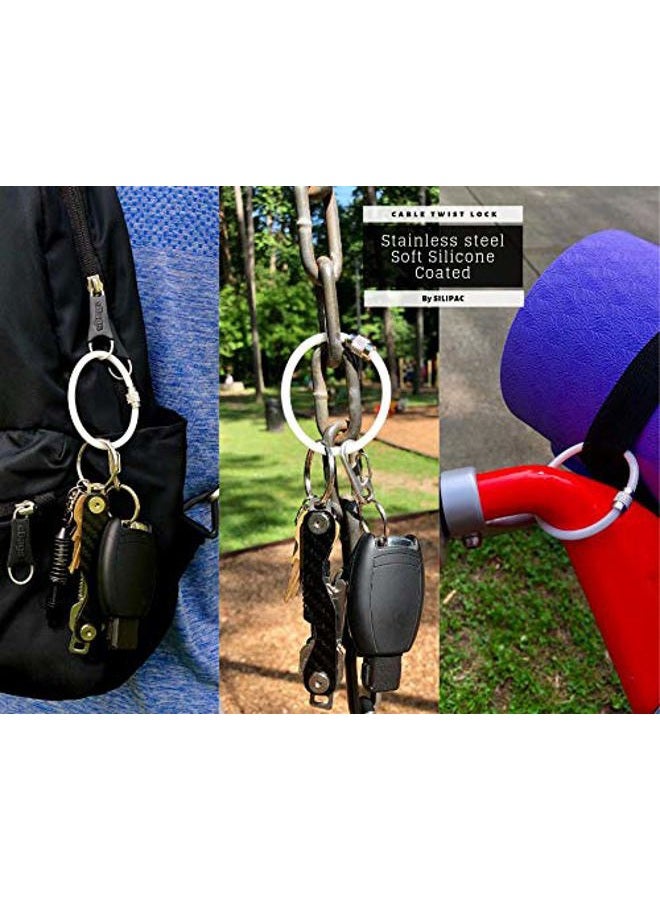Silipac Large Key Ring Cable Wire Car Keychains Keyrings Loop Heavy Duty Tag Keepers Tough Binding Carabiner Rings Holder Stainless Steel Durable Organize , White - Image 5