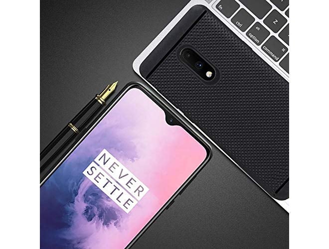 hello zone Exclusive Dotted Matte Finish Soft Rubberised Back Case Cover for Oneplus 7 - Black - Image 4