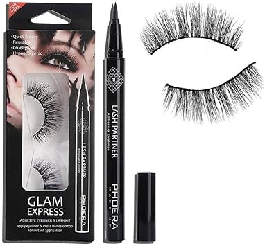 Phoera AquaPurity PHOERA 9D Synthetic Mink Lashes Adhesive Eyeliner Kit Reusable upto 30 times SelfAdhesive Magic Eyeliner Pen With Waterproof No Glue Needed Lashes Set NEW YORK - Image 1