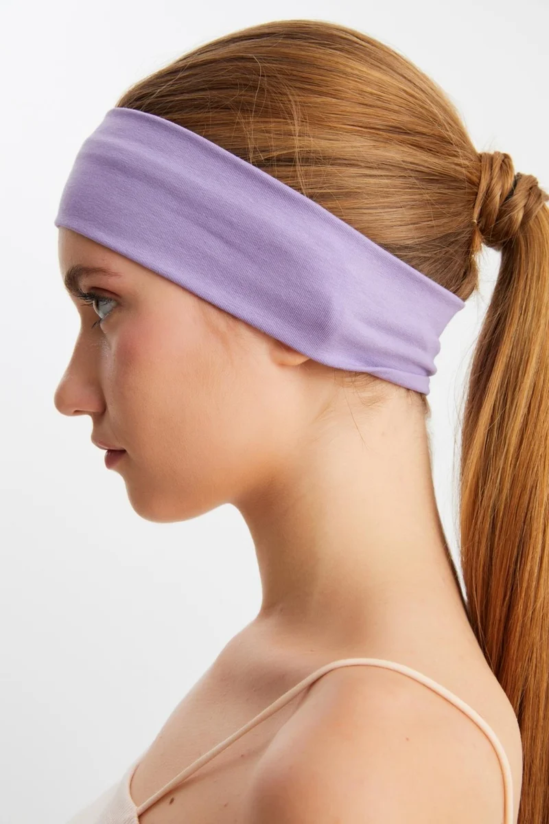 Butikgiz Lila Women's Cotton Combed Comb, Non-Slip, Sweatproof, Ultra Light, Sports Hair Band Bandana