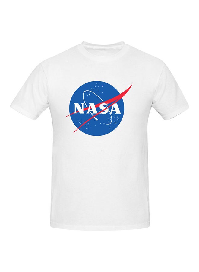 NIBEMINENT Nasa Logo Printed Cotton Short Sleeve T-Shirt White - Image 1