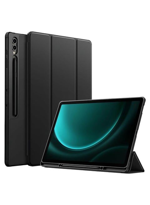 Samsung Galaxy Tab S10 FE+ Case 13.1-Inch | Shockproof Silicone Cover with Pencil Holder | Trifold Stand | Auto Sleep/Wake Smart Case | Black