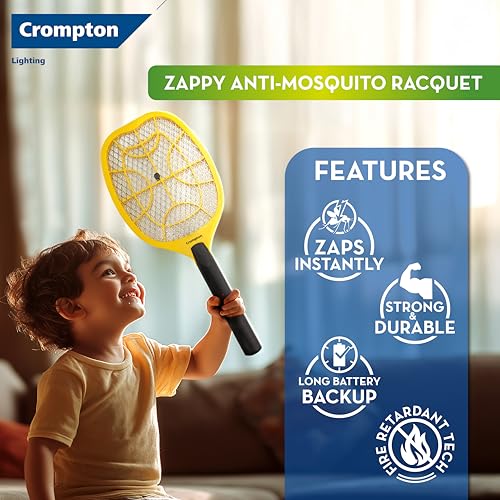 Crompton Anti-Mosquito Racquet Zappy | Mosquito Bat | Mosquito Killer | Rechargeable Mosquito Racket | Long Lasting Battery | 6 Months Warranty - Image 2