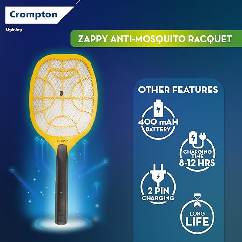 Crompton Anti-Mosquito Racquet Zappy | Mosquito Bat | Mosquito Killer | Rechargeable Mosquito Racket | Long Lasting Battery | 6 Months Warranty - Image 5