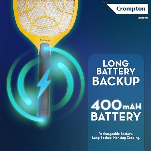 Crompton Anti-Mosquito Racquet Zappy | Mosquito Bat | Mosquito Killer | Rechargeable Mosquito Racket | Long Lasting Battery | 6 Months Warranty - Image 4
