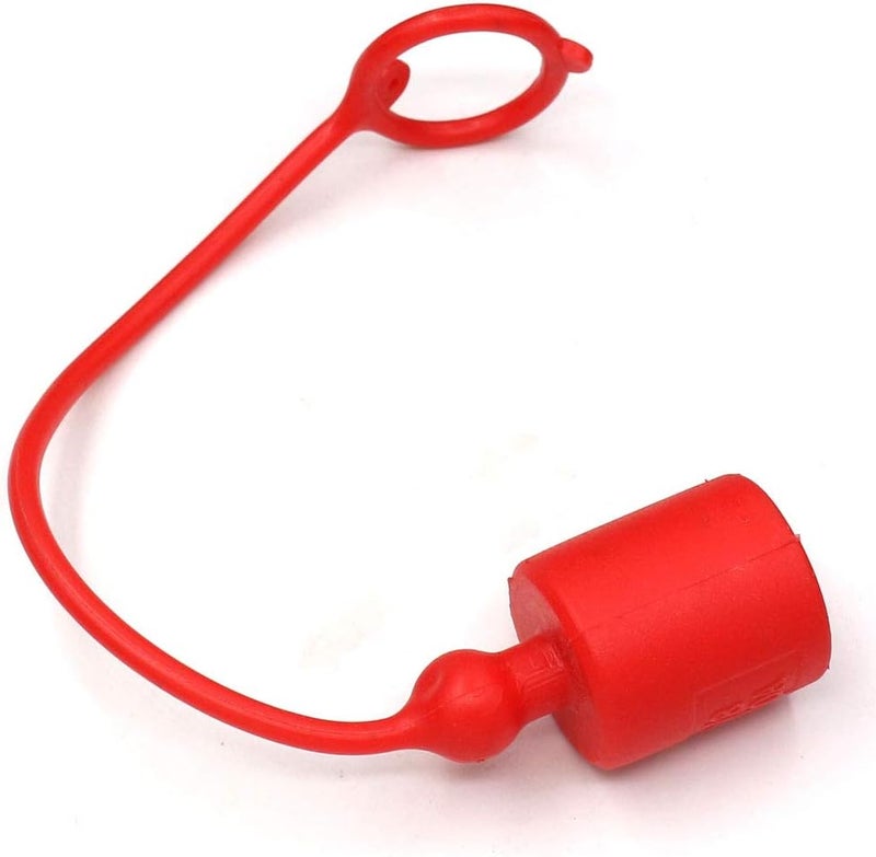 CEKER 3/8 Hydraulic Coupler Dust Cap,ISO A Pioneer Style Male Female Hydraulic Quick Disconnects Port Plug Covers Fittings,Red Cap with Retention Ring Keeps Cap Attached to Hose - Image 2