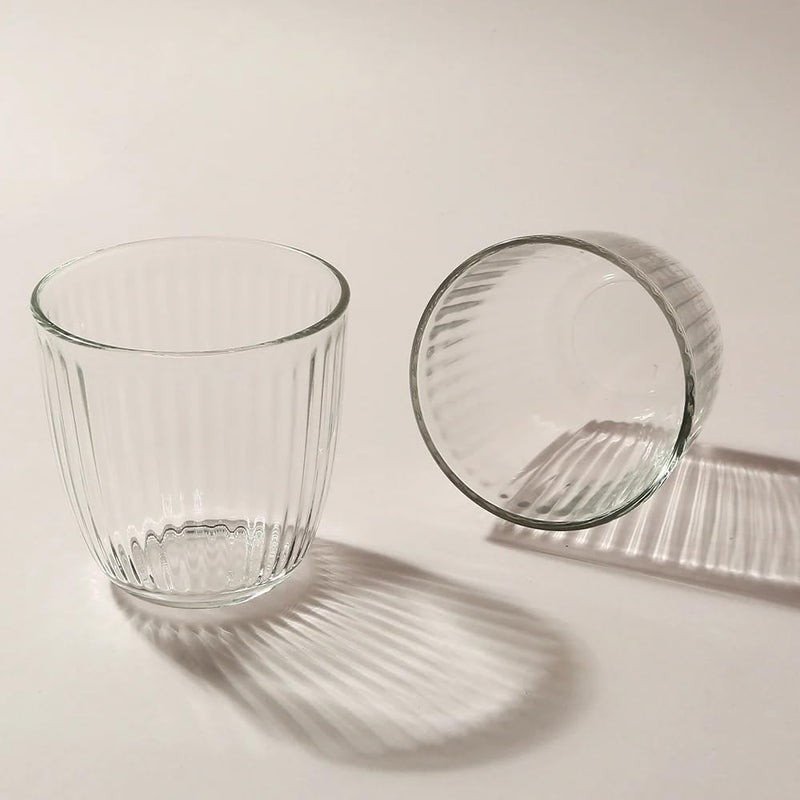 GLASSWARE Transparent Glass for Water Small Juice Glasses Drinking Glass Retro Striped Glass Cup Cocktail Glasses Pack of 6 310 ML - Image 4