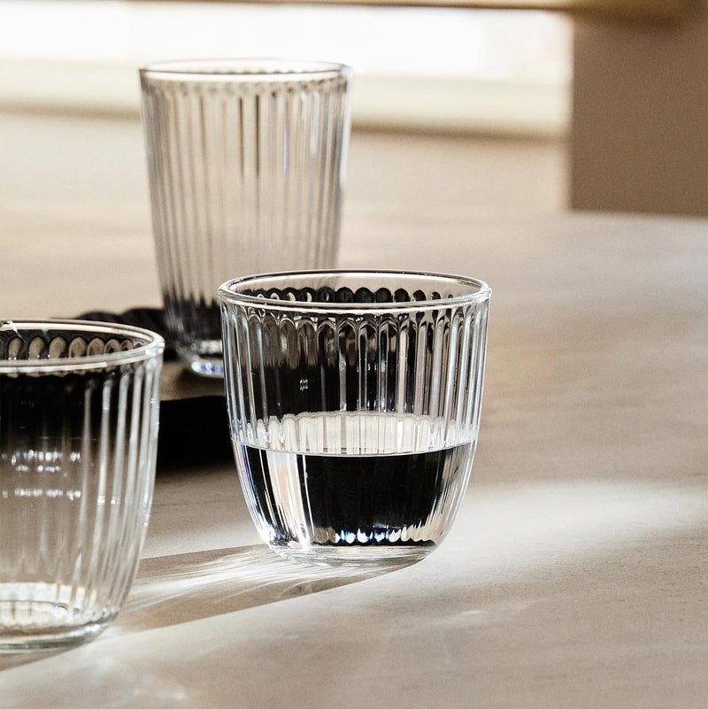 GLASSWARE Transparent Glass for Water Small Juice Glasses Drinking Glass Retro Striped Glass Cup Cocktail Glasses Pack of 6 310 ML - Image 3