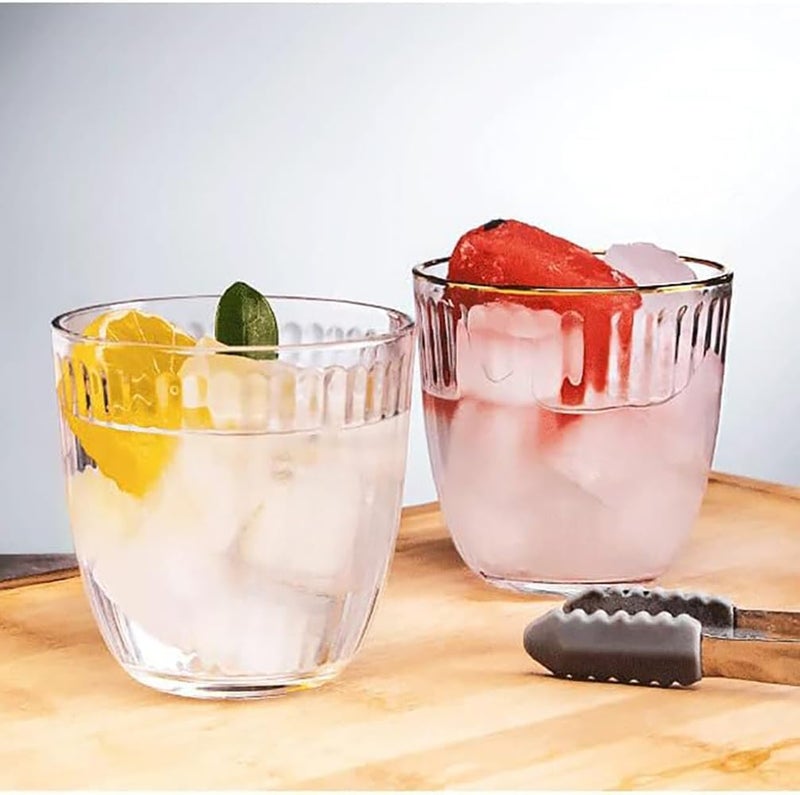 GLASSWARE Transparent Glass for Water Small Juice Glasses Drinking Glass Retro Striped Glass Cup Cocktail Glasses Pack of 6 310 ML - Image 5
