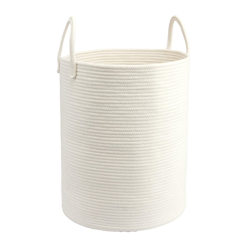 JUNBOLE Woven Cotton Rope Laundry basket-15â€X20â€ Laundry Hamper-Rope Storage Basket for Dirty Clothes, Toys and Blankets Perfect for Bathroom, Baby nursery and Living Room Storage (white) - Image 1