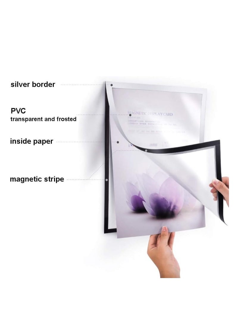 Eckek Wall Mount Sign Holder Self Adhesive Magnetic Display Frame Clear Document Frame for Office, Store, School, Home, Wall Picture Frame 2Pack - Image 3
