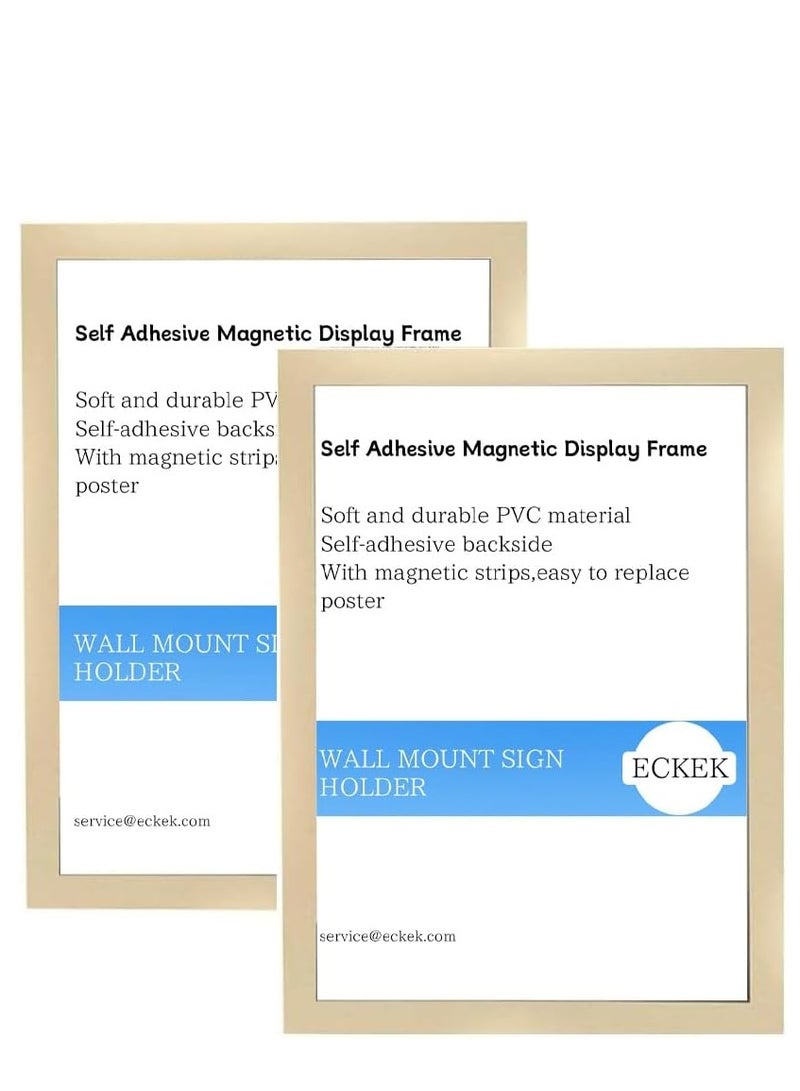 Eckek Wall Mount Sign Holder Self Adhesive Magnetic Display Frame Clear Document Frame for Office, Store, School, Home, Wall Picture Frame 2Pack - Image 1