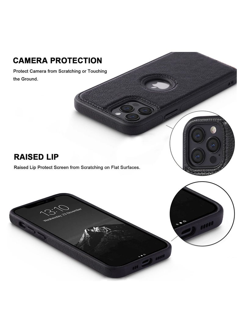 iPhone 11 pro Max Case, Luxury Vintage Premium Leather Back Cover Soft Protective Mobile Phone Case for iPhone 11 pro max 6.5" Black - Image 3