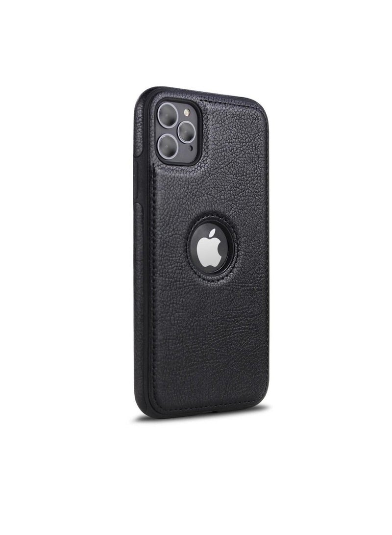 iPhone 11 pro Max Case, Luxury Vintage Premium Leather Back Cover Soft Protective Mobile Phone Case for iPhone 11 pro max 6.5" Black - Image 1