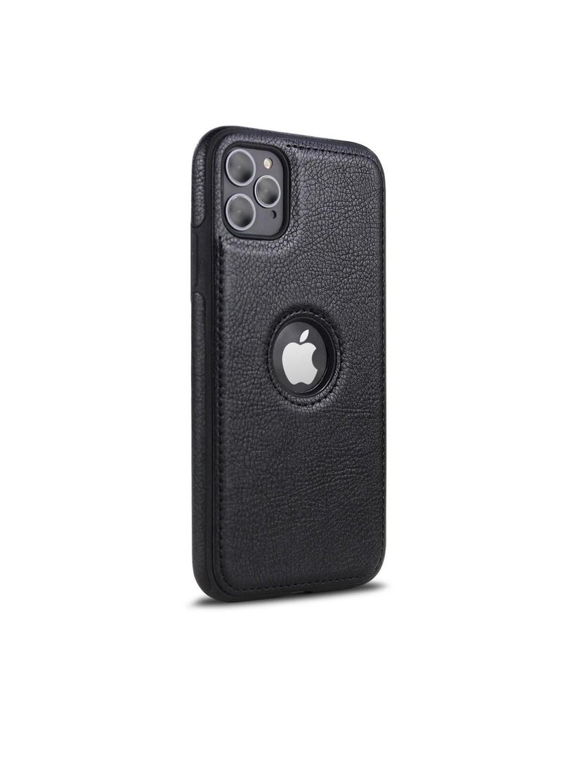 Generic iPhone 11 pro Max Case, Luxury Vintage Premium Leather Back Cover Soft Protective Mobile Phone Case for iPhone 11 pro max 6.5" Black  - Image 1