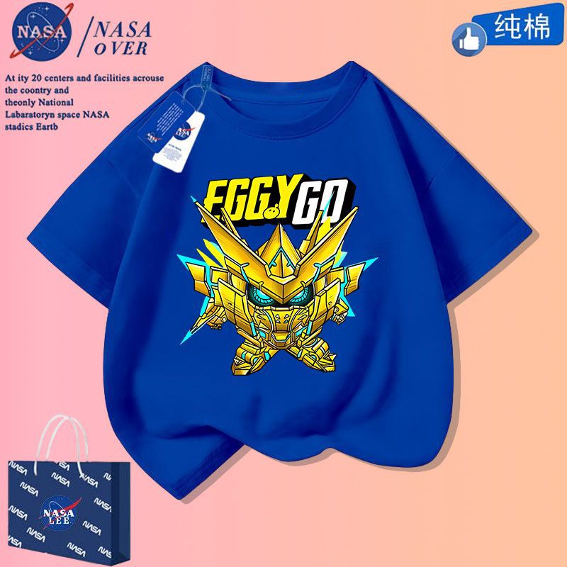 Nasa Joint Egg Boy Golden Knight Pure Cotton Short-Sleeved Boys Handsome Cartoon T-Shirt Big Kids Fashionable Half-Sleeved - Image 5