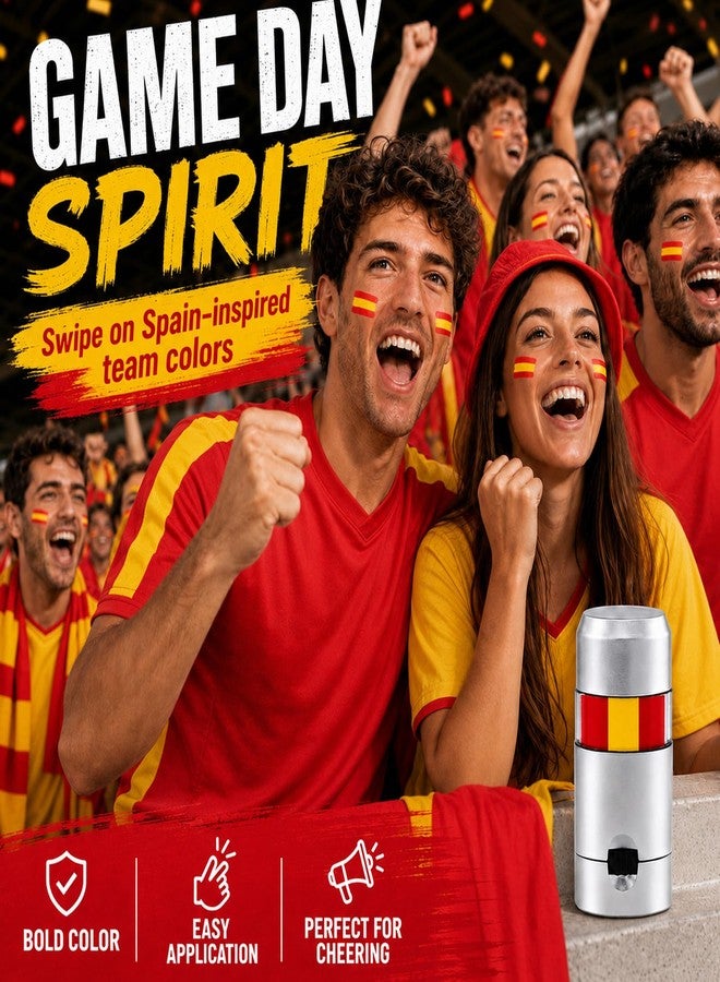 Paminify Red Yellow and Red Spain Face Paint Stick,2026 World Cup Fans Eye Black,Patriotic Spain Flag Body Sport Paint Stick for Soccer Baseball Softball Football Party Accessories, 2 PCS - Image 2