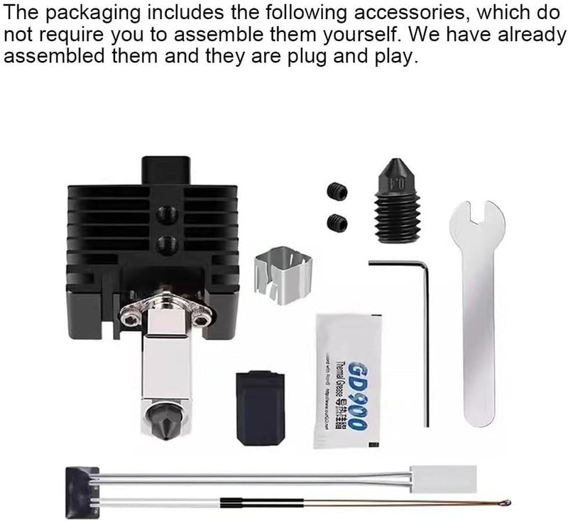 إكسفور جهاز Hotend لمختبر Bambu P1P/P1S، رأس طباعة بجهد 24 فولت وقدرة 48 واط، مزود بخرطوشة مسخنة من السيراميك، مقاوم حراري، فوهة من الفولاذ المقوى قابلة للإزالة بسمك 0.4 مم، مستشعر لدرجات الحرارة العالية، مجموعة أنابيب التسخين. - Image 4