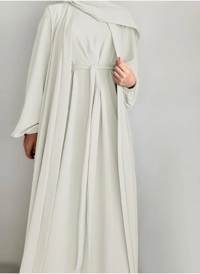 Take Two Take Two Women Solid Long Sleeve Front Open Abaya with Inner Dress