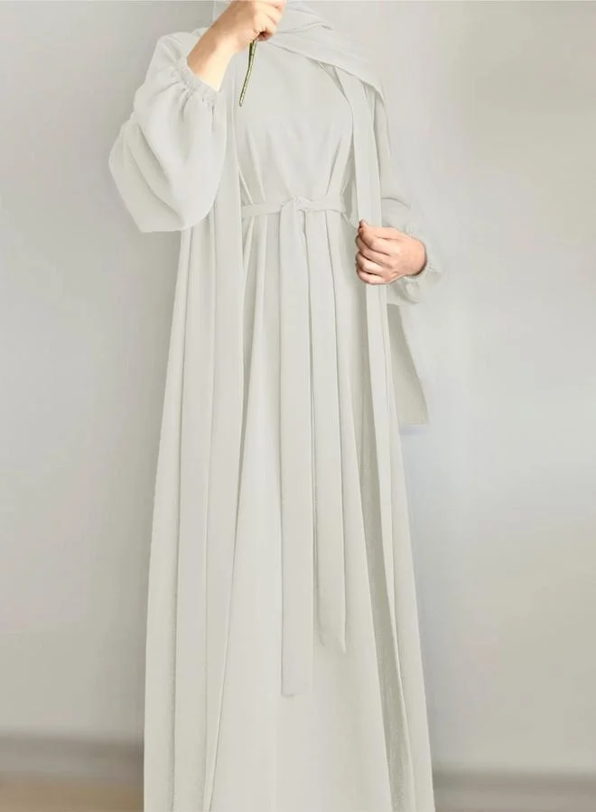Take Two Take Two Women Solid Long Sleeve Front Open Abaya with Inner Dress
