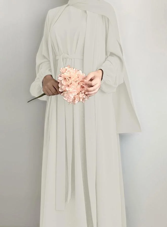 Take Two Take Two Women Solid Long Sleeve Front Open Abaya with Inner Dress