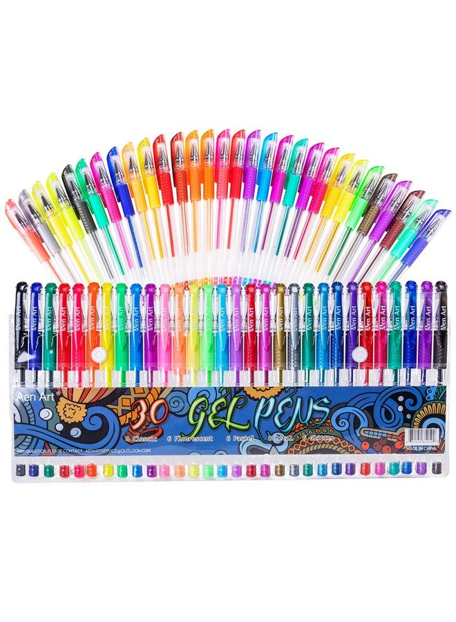 آين أرت أقلام جل لكتب التلوين للكبار، 30 لونًا من أقلام الجل الملونة مع 40% حبر إضافي للرسم، وتدوين الملاحظات، ولوازم الحرف المدرسية - Image 1