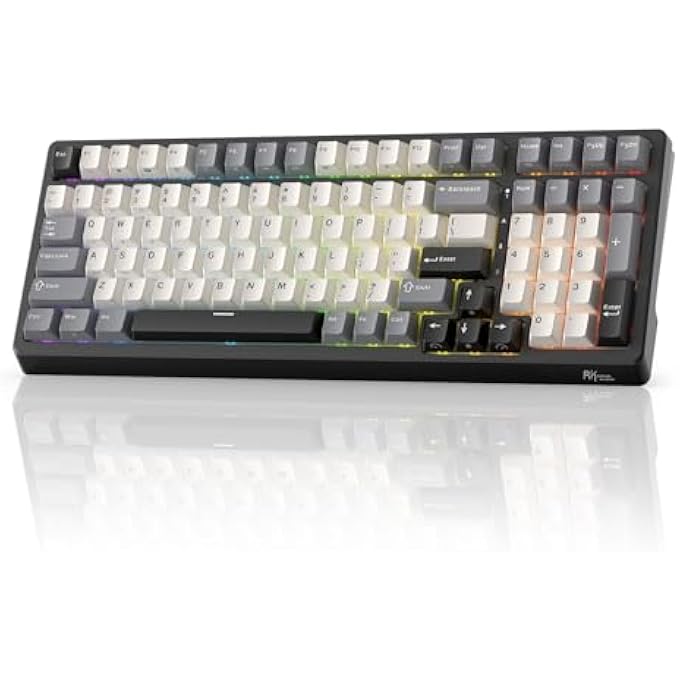 RK F99 WIRELESS MECHANICAL KEYBOARD WITH NUMPER PAD, TRI-MODE HOT SWAPPABLE 95%100 KEYS GAMING KEYBOARD BT/2.4G/USB-C, PRO SOFTWARE, 5000MAH BATTERY, CUSTOMED TACTILE BEIGE SWITCHES - Image 1