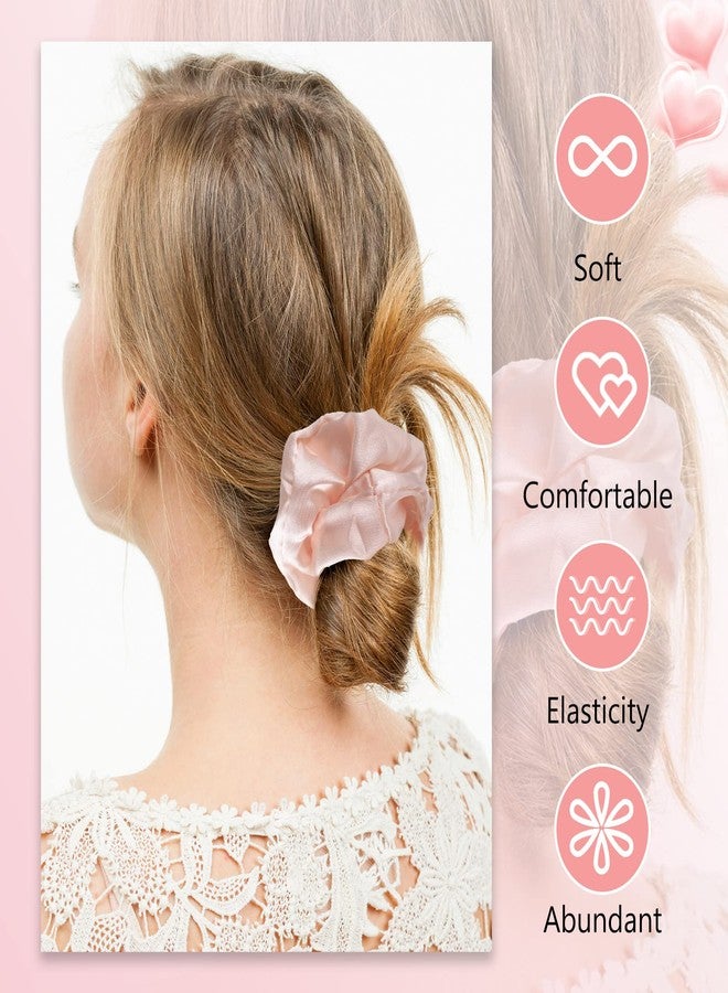 Hanaive 6 Pieces Satin Scrunchies for Women Girls - Elastic Ponytail Holders, Cute Big Hair Ties, No Hurt Hair Accessories (Pink Color, Medium) - Image 3
