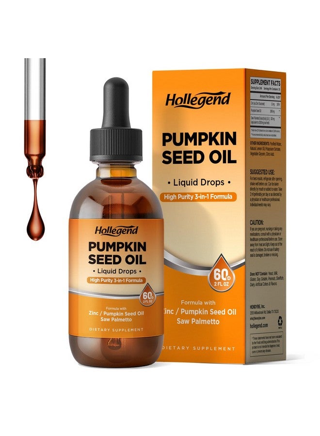Hollegend زيت بذور اليقطين مكمل سائل قطرات، زيت بذور اليقطين العضوي مع ساو بالميتو لنمو الشعر وصحة الجلد، مستخلص بذور اليقطين المعصور على البارد للرجال والنساء، ليمون، نباتي، غير معدل وراثيًا، 2 أونصة سائلة - Image 1