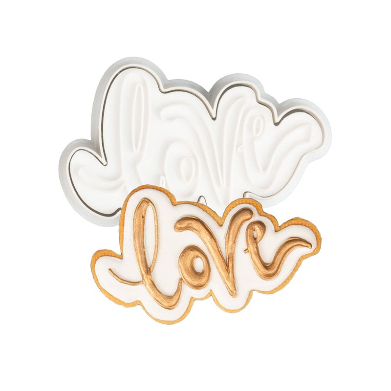 Flycalf Love Cookie Cutters with Plunger Stamps Baking Dough Tools Wedding Cake Shapes PLA Accessories Cutter Molds for Birdesmaid Decorative Party 35 Kitchen Supplies