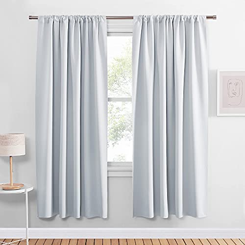 PONY DANCE White Thermal Curtains  Room Darkening Window Treatments Drapes Home Decor Rod Pocket Curtain Panels  Draperies for Kitchen Living Room 52 x 72 inches Greyish White 2 Pieces