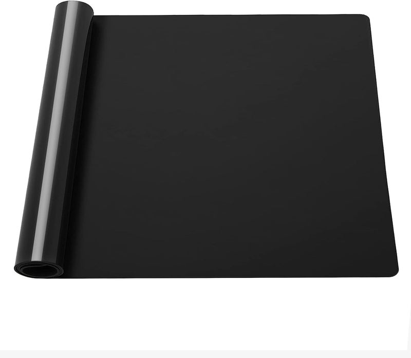 PUSCRIENO Food-Grade Silicone mat，2MM Extra Thick Silicone Mats for Kitchen Counter, 25.6" x17.7" Non-Slip Waterproof Large Countertop Protector Mat, Heat Resistant Mat, Silicone Placemat (Black) - Image 1