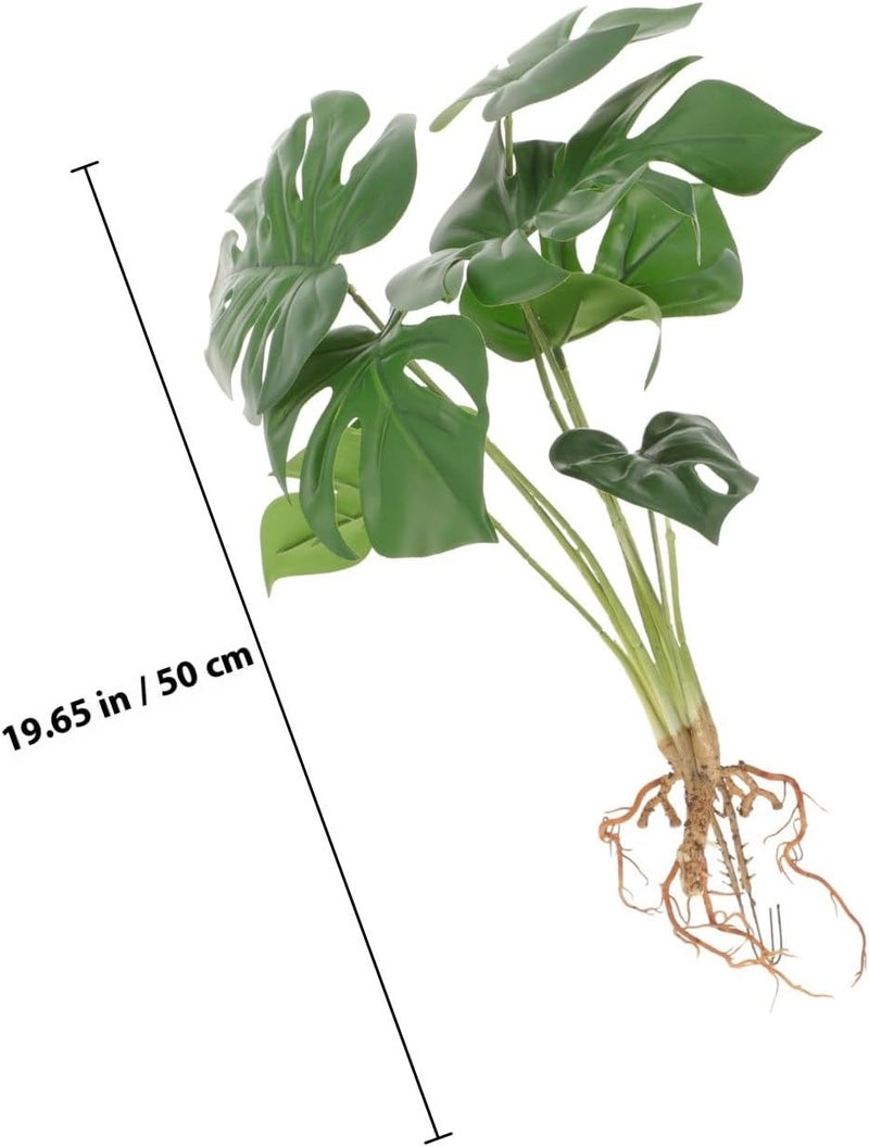 Vivid Monstera Leaf Tabletop Faux Plant 8-Head Water Cultured Greenery Wear-Resistant Artificial Home Office Decor - Image 2