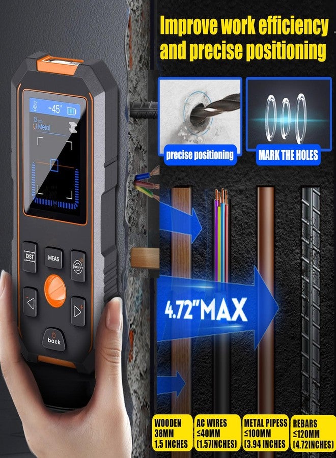 NOYAFA NF-518S Wall Scanner Stud Sensor 3IN1 Stud Detector Beam Detector Laser Rangefinder Digital Level Meter Tape Measure for Metal, Wood, Joists, AC Cord Rechargeable, Voice Annunciation - Image 4