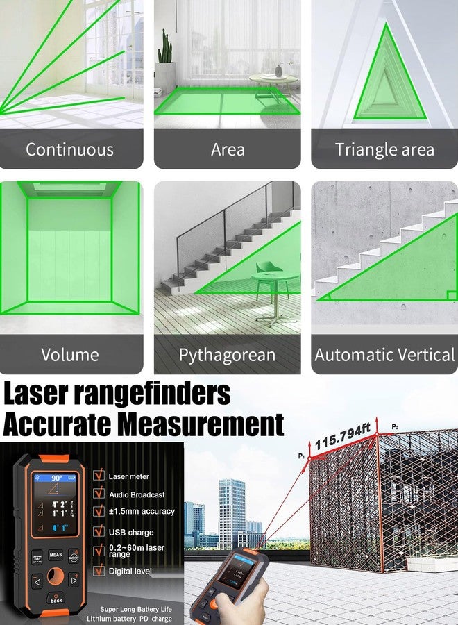 NOYAFA NF-518S Wall Scanner Stud Sensor 3IN1 Stud Detector Beam Detector Laser Rangefinder Digital Level Meter Tape Measure for Metal, Wood, Joists, AC Cord Rechargeable, Voice Annunciation - Image 5