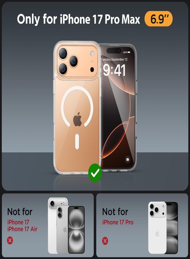 ميراكيس جراب Miracase المغناطيسي لهاتف iPhone 17 Pro Max مع واقي شاشة [متوافق مع MagSafe] جراب رفيع وخفيف الوزن، حماية فائقة بمواصفات عسكرية لهاتف iPhone 17 Pro Max، غطاء حماية شفاف مقاس 6.9 بوصة - Image 2
