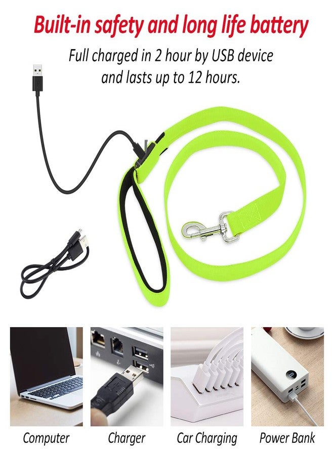 BSEEN Light Up Dog Leash - Nylon LED Dog Leash Rechargeable, Glowing Dog Lead with Padded Handle, Safety Dog Lights for Night Walking (4ft, Neon Green) - Image 5