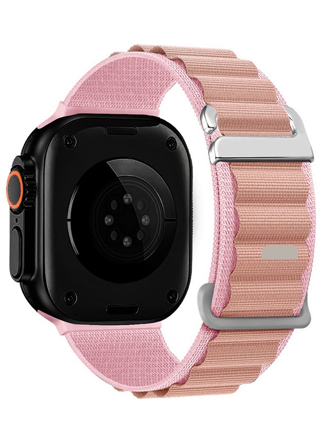 Replacement Band for Apple Watch Band 49mm 46mm 45mm 44mm - Alpine Loop Band for Women Men - Adjustable With Metal G-Hook Strap For iWatch Ultra Series SE 8/7/6/5/4/3/2/1 - Pink White - Image 1