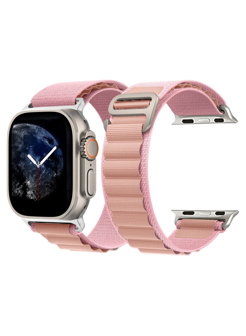 Replacement Band for Apple Watch Band 49mm 46mm 45mm 44mm - Alpine Loop Band for Women Men - Adjustable With Metal G-Hook Strap For iWatch Ultra Series SE 8/7/6/5/4/3/2/1 - Pink White - Image 3