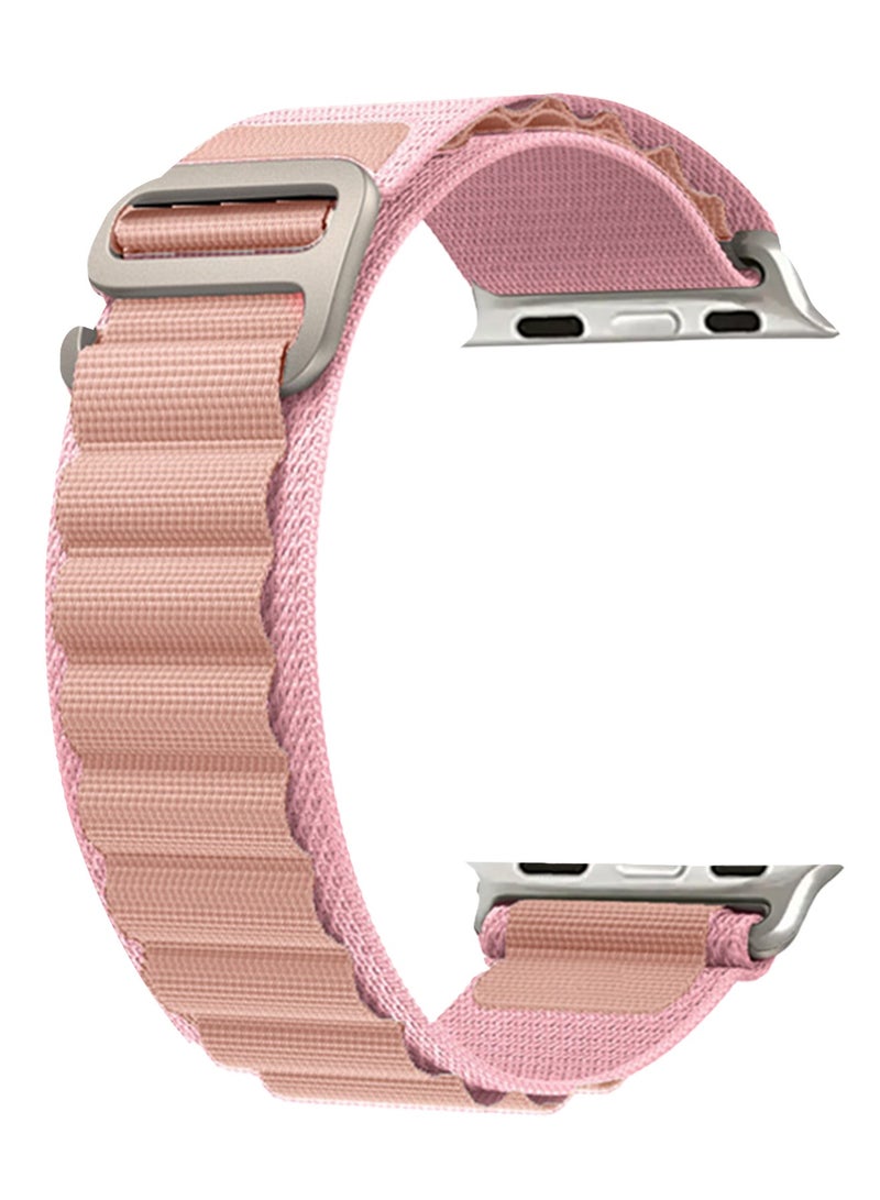 Replacement Band for Apple Watch Band 49mm 46mm 45mm 44mm - Alpine Loop Band for Women Men - Adjustable With Metal G-Hook Strap For iWatch Ultra Series SE 8/7/6/5/4/3/2/1 - Pink White - Image 4