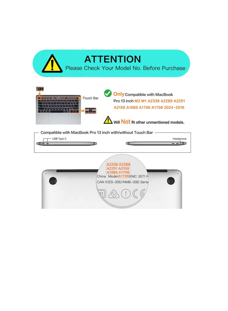Compatible with MacBook Pro 13 inch 2019 2018 2017 2016 Release A2159 A1989 A1706 A1708 with,Without Touch Bar And Touch ID Plastic Hard Case Shell Cover (Light Blue) - Image 4