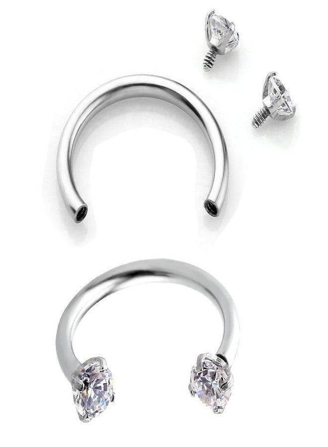 PiercingJ 2-6pcs 16G Clear Cubic Zirconia Stainless Steel Horseshoe Hoop Multi-functional Captive Ring for Nose Daith Lip Eyebrow Nipple Ear Cartilage Helix Septum - Image 1