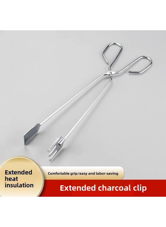 Food Clip Charcoal Barbecue Clip Charcoal Clip Barbecue Clip Carbon Clip Multifunctional Food Clip Charcoal Fire Tongs Special Tool-Color:[small Size 26cm] + [medium Size 31cm] + [large Size 35cm] Two Pieces Each - Image 2