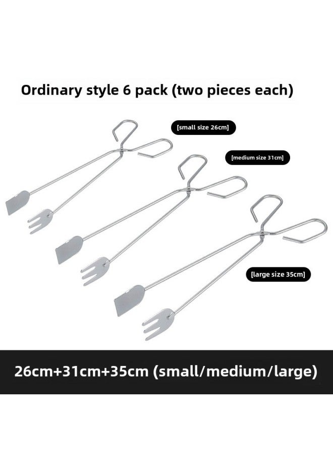 Food Clip Charcoal Barbecue Clip Charcoal Clip Barbecue Clip Carbon Clip Multifunctional Food Clip Charcoal Fire Tongs Special Tool-Color:[small Size 26cm] + [medium Size 31cm] + [large Size 35cm] Two Pieces Each - Image 1