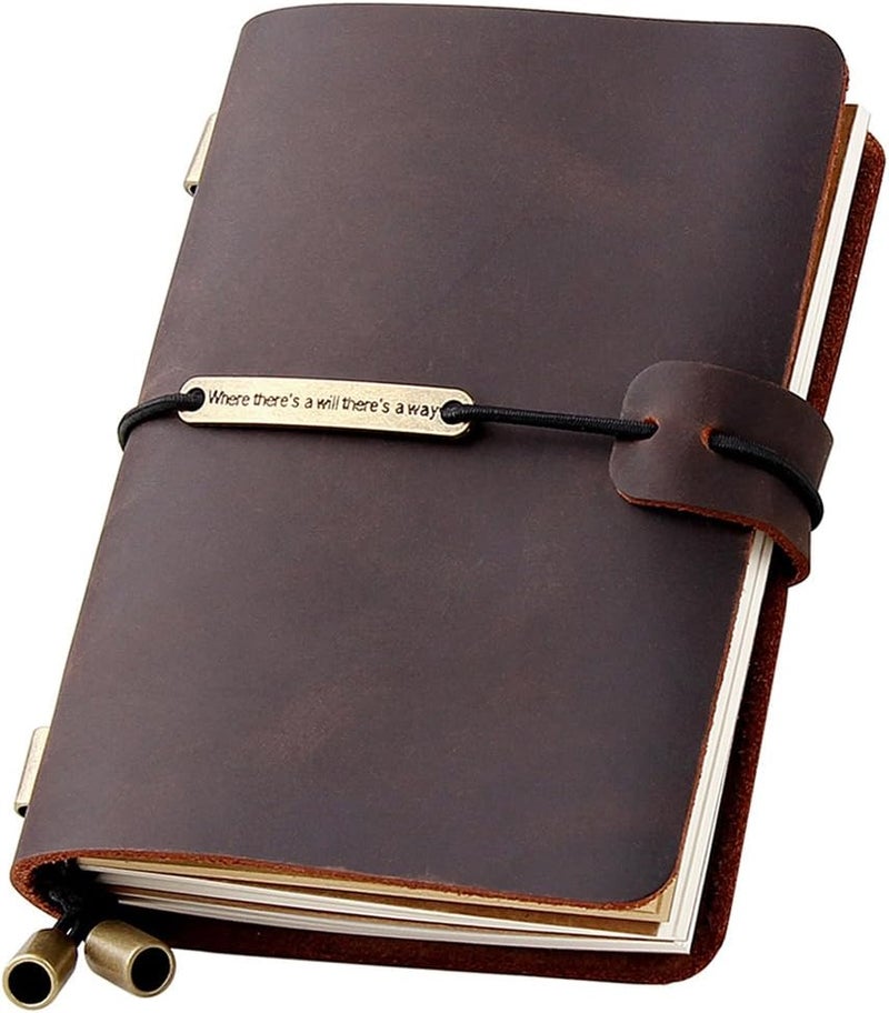 Robrasim Refillable Handmade Travelers Notebook Leather Travel Journal Notebook for Men  Women Perfect for Writing Gifts Travelers Small Size 52 x 4 Inches  Coffee - Image 1