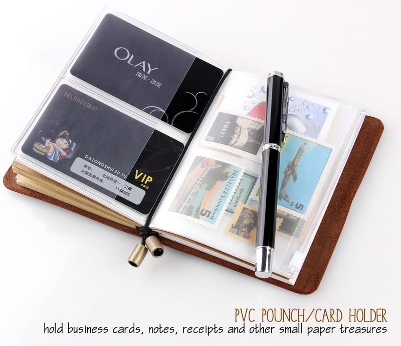 Robrasim Refillable Handmade Travelers Notebook Leather Travel Journal Notebook for Men  Women Perfect for Writing Gifts Travelers Small Size 52 x 4 Inches  Coffee - Image 5
