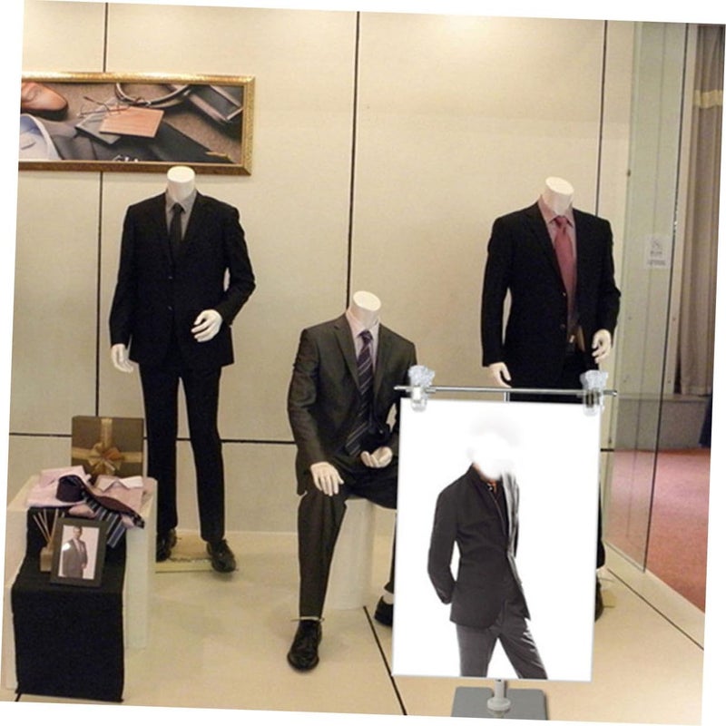 قطعتان من حامل ملصقات عرض ستانلس ستيل على شكل حرف T مع ارتفاع قابل للتعديل ومشبك، حامل لافتات مكتبي للإعلان واستخدام متاجر التجزئة - Image 5